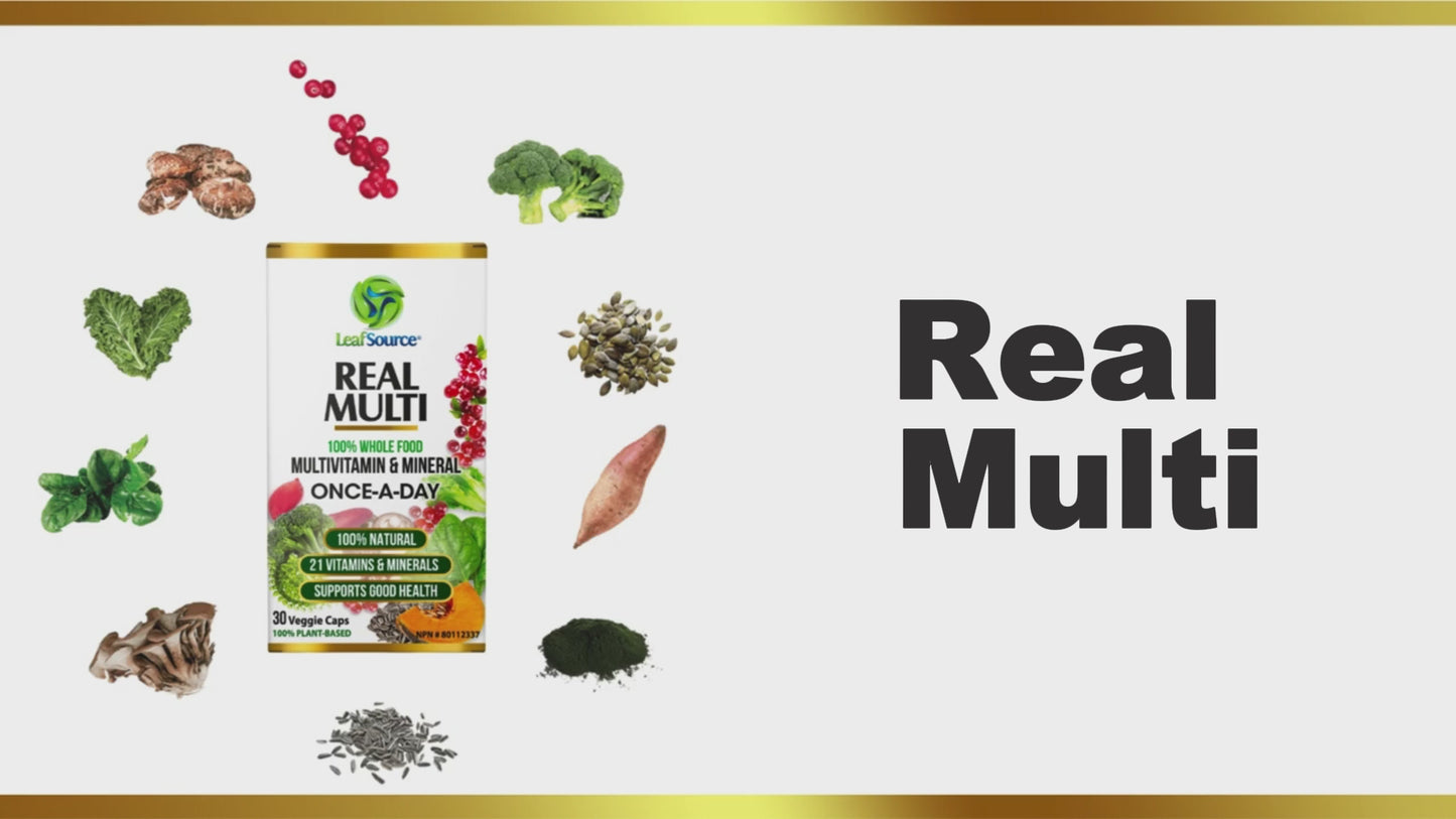 Load and play video in Gallery viewer, LeafSource® Real Multi - Once A Day Multivitamin in Capsule Made From 100% Real Food
